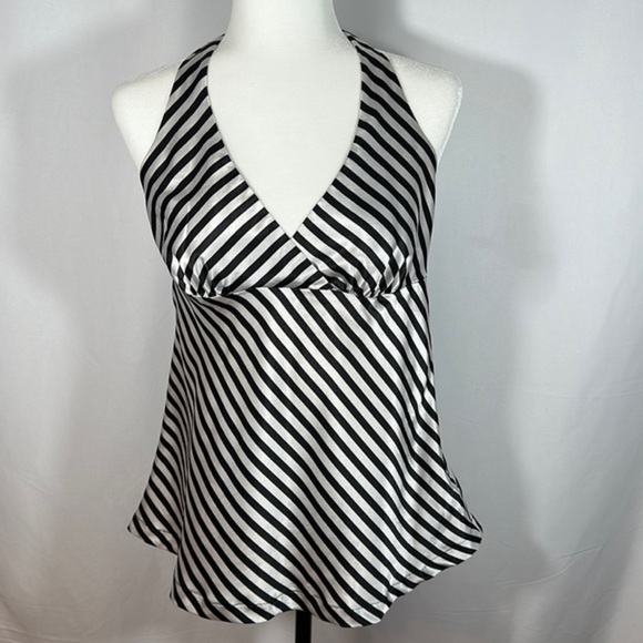 H&M Black & White Striped Satin Halter Top - Picture 1 of 7